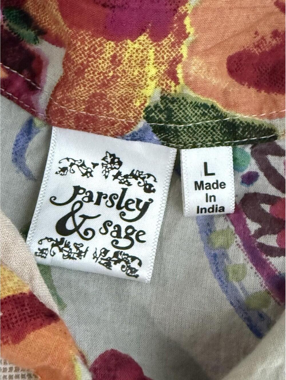Parsley & Sage Waverly Tiered Floral Embroidered Dress 100% Cotton L Boho Artsy - Picture 7 of 8